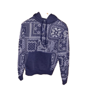 Free Assembly Blue Paisley Hoodie Sweatshirt